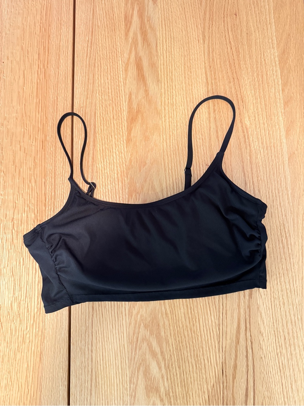 Shade & Shore Black Ruched Bikini Swim Top Size Large 12-14